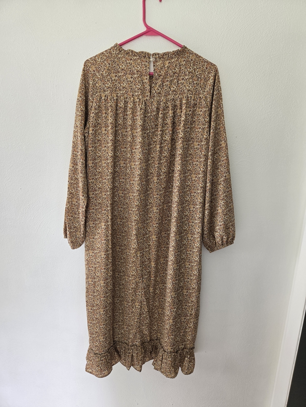 indigo soul Tan Brown Floral Smocked Midi Dress - Picture 6 of 10